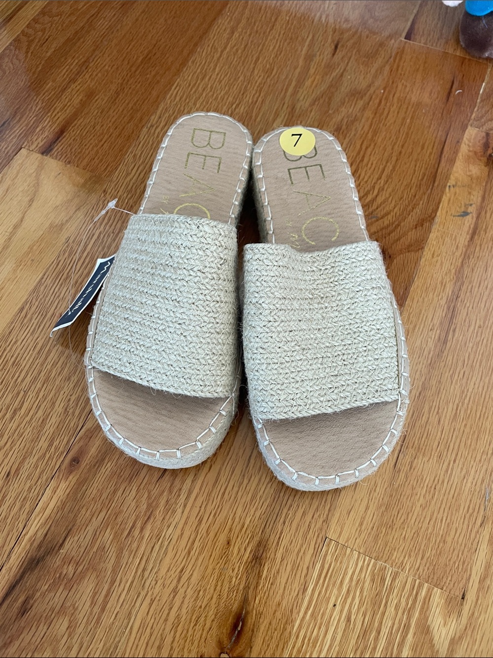 Marshalls Cream Woven Slide Sandals for Women